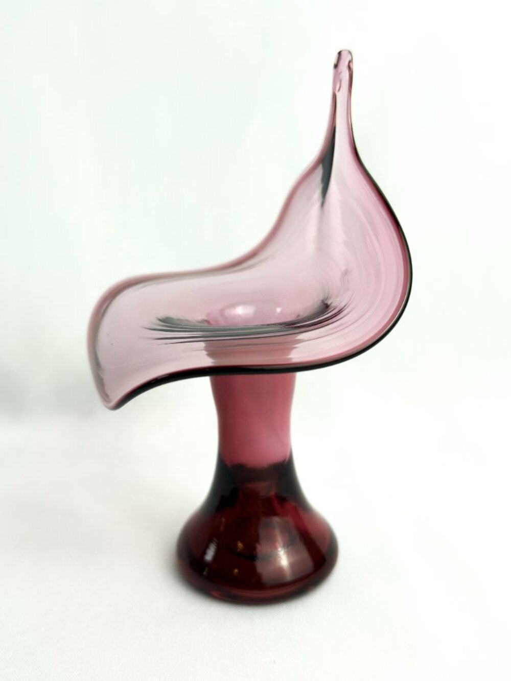 Cranberry Pink Vintage Jack in the Pulpit Hand Blown Vase Art Glass 6”
